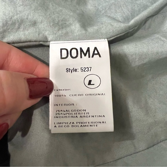 Doma Leather OOAK reworked moto Jacket, blu with animal print and back graphic S - Picture 16 of 17